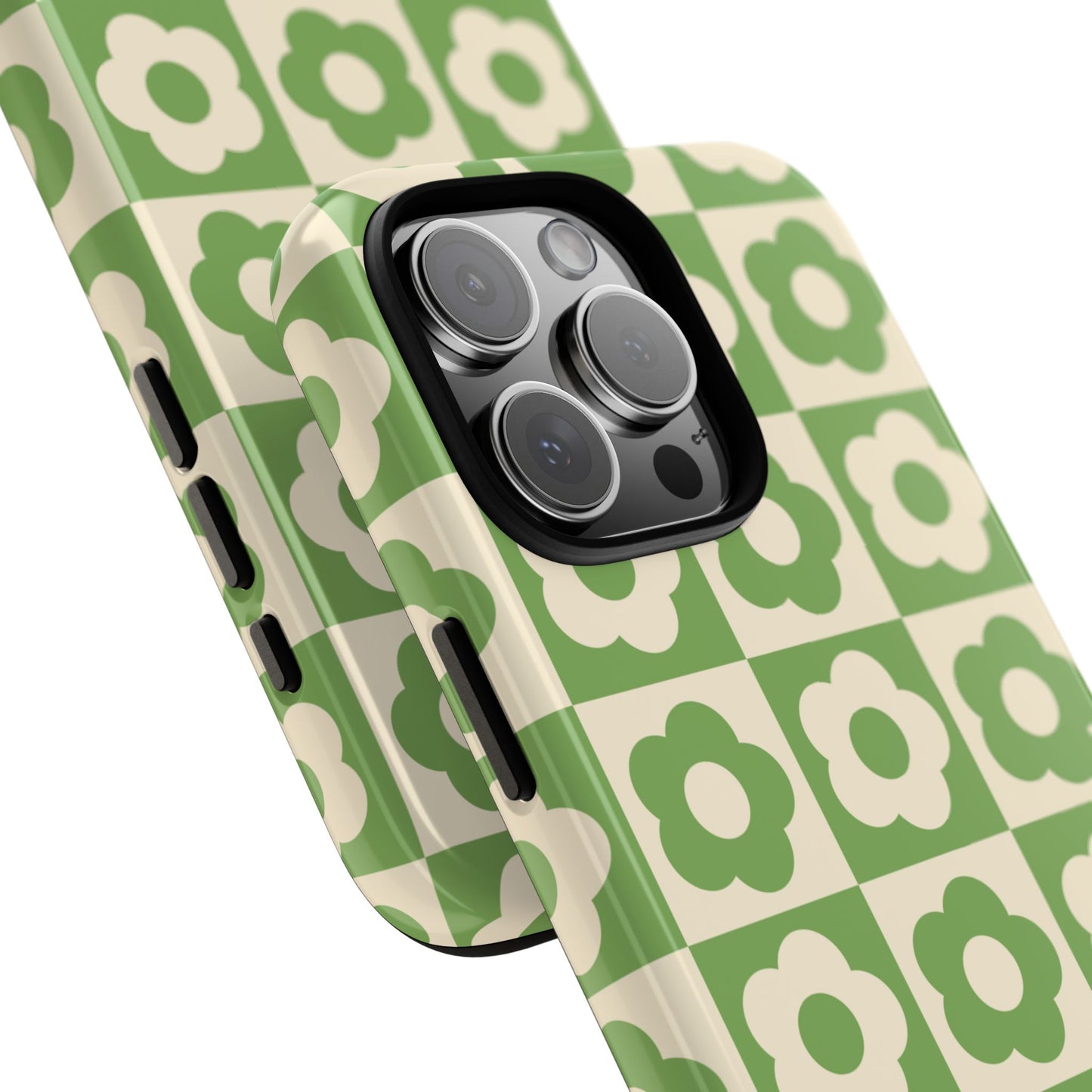 Floral Grid Phone Case Green