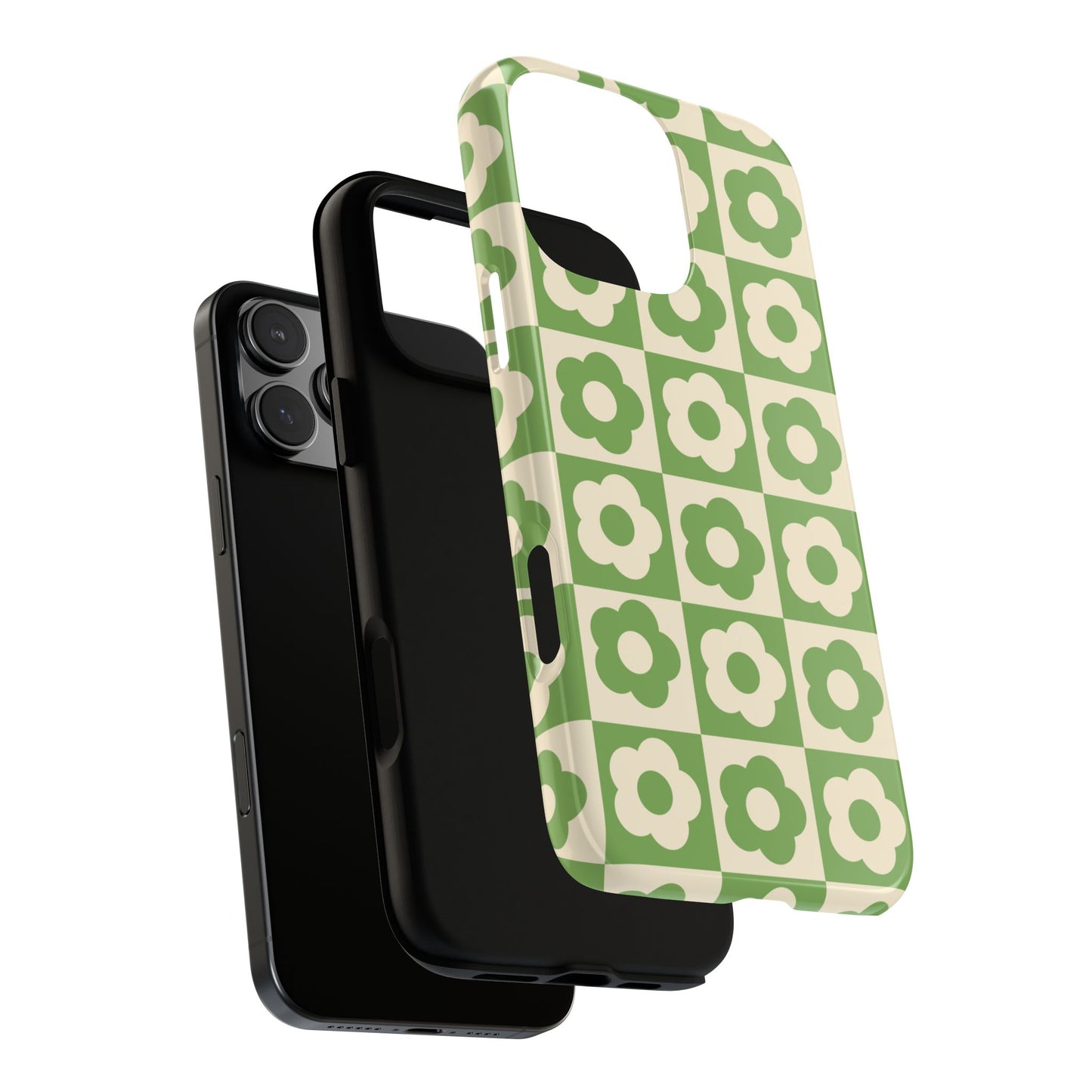 Floral Grid Phone Case Green