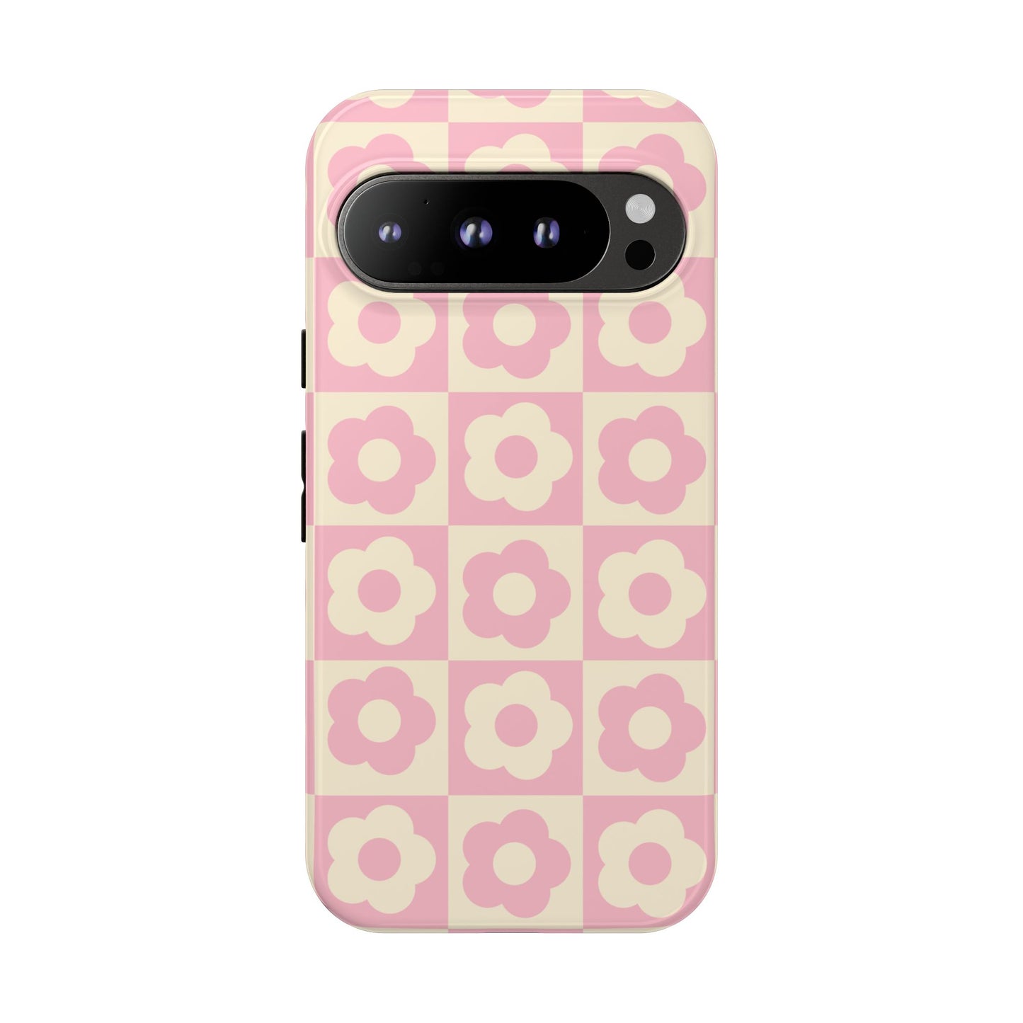 Floral Grid Phone Case Pink