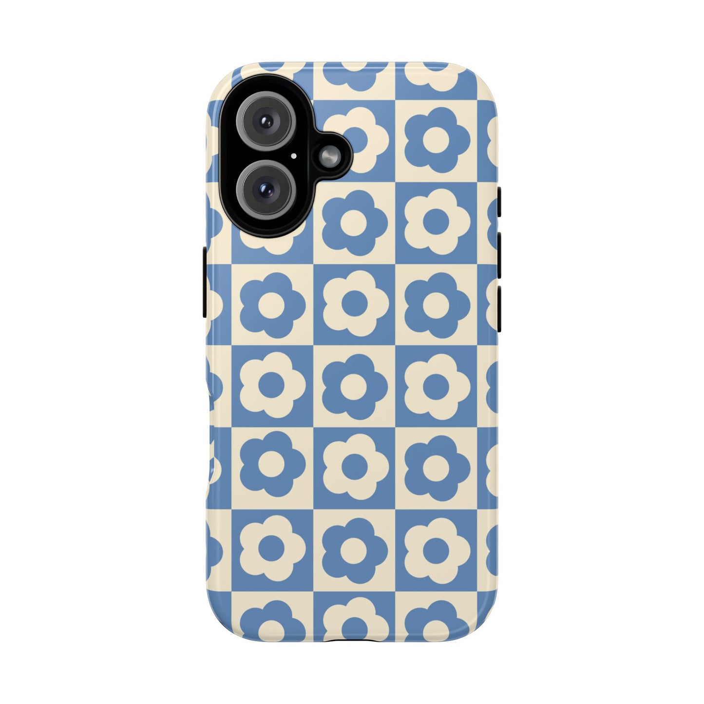 Floral Grid Phone Case Blue