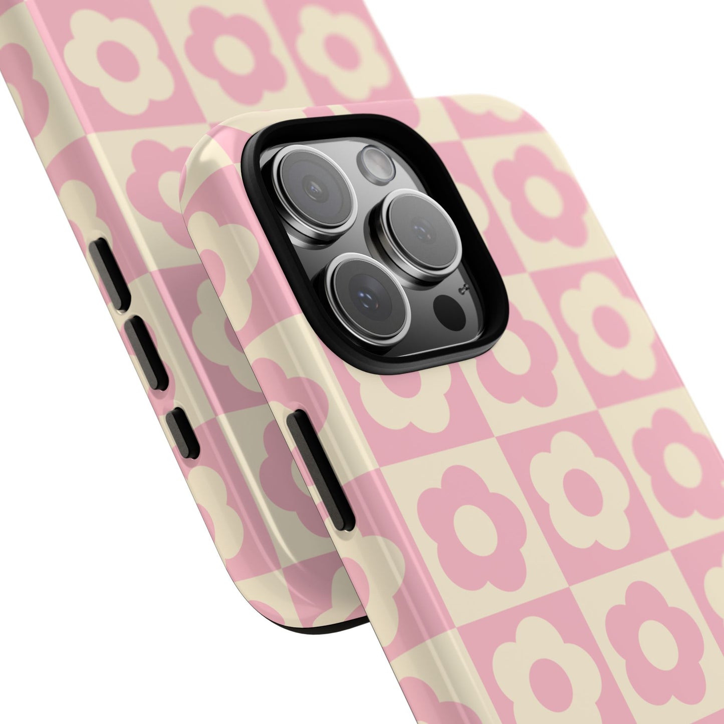 Floral Grid Phone Case Pink