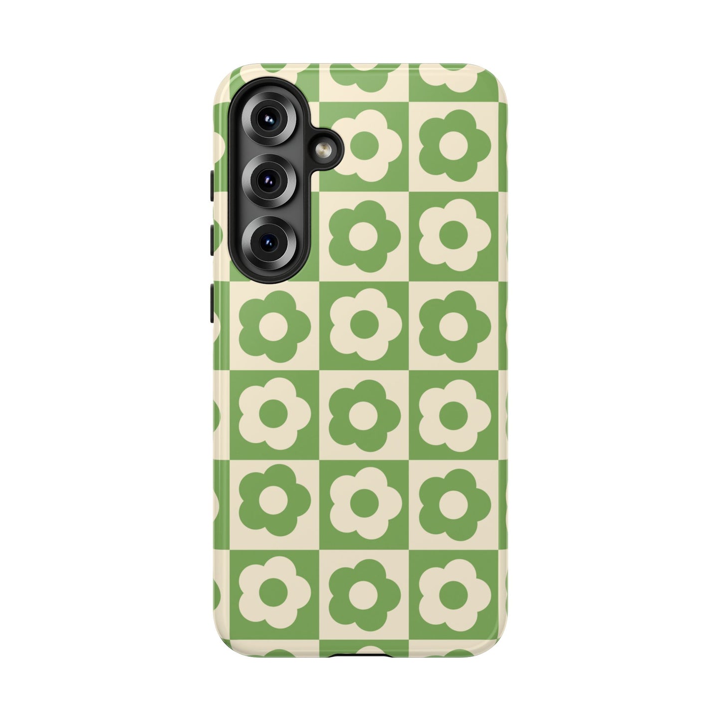 Floral Grid Phone Case Green