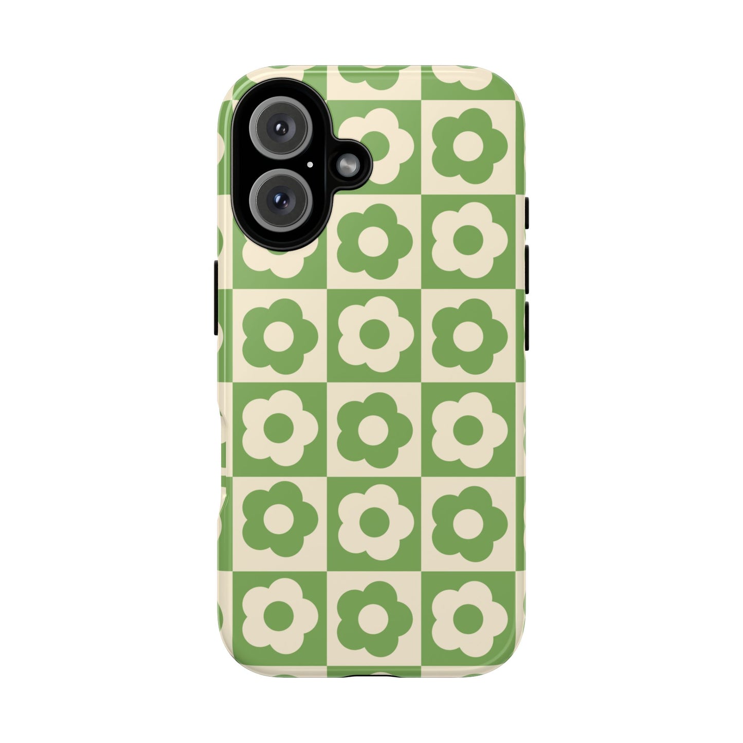 Floral Grid Phone Case Green