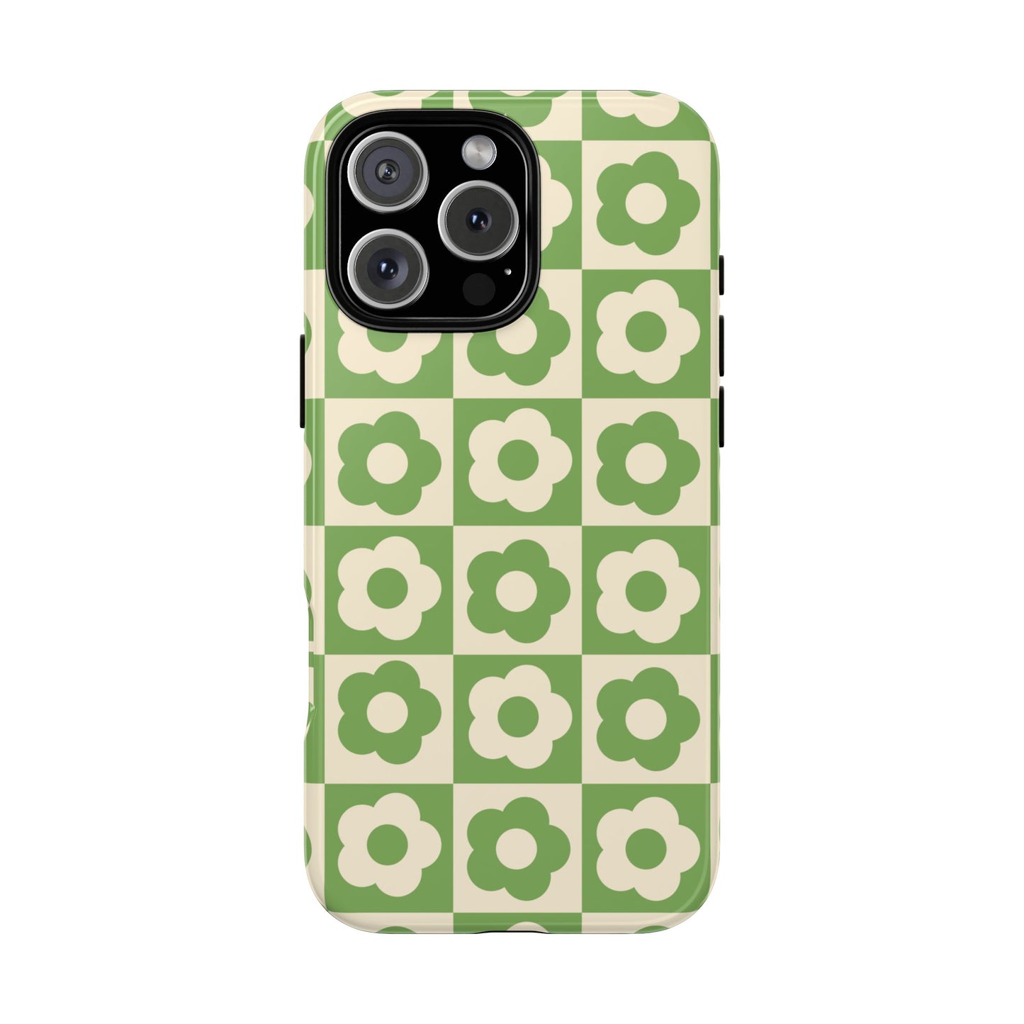 Floral Grid Phone Case Green
