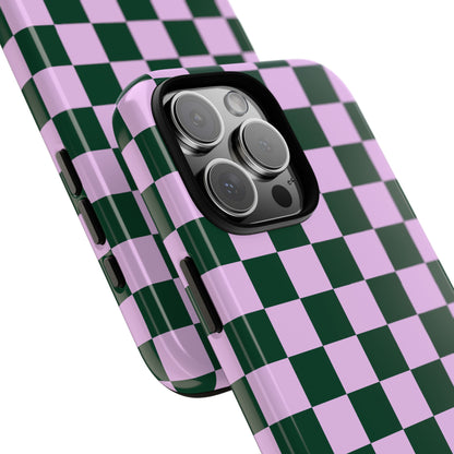 Lilac and Green Checkered Phone Case