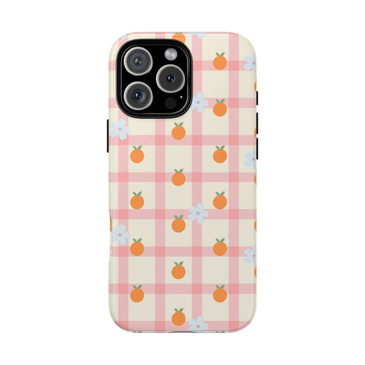 Gingham Grove | Orange Floral Phone Case