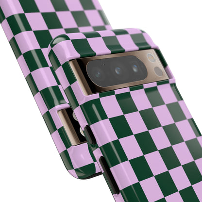 Lilac and Green Checkered Phone Case