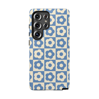 Floral Grid Phone Case Blue