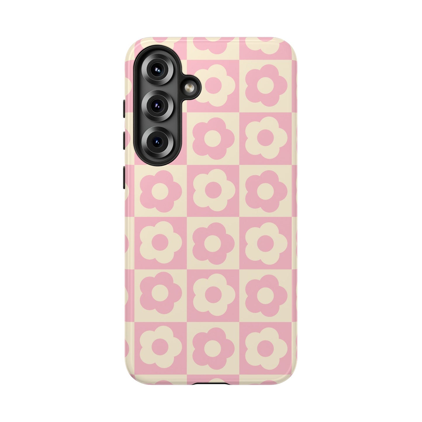 Floral Grid Phone Case Pink