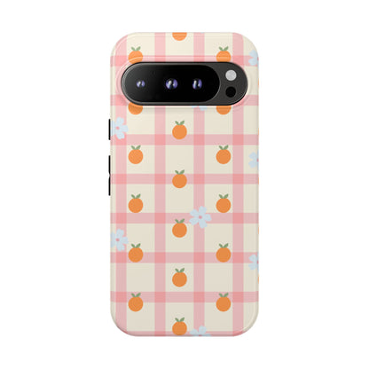 Gingham Grove | Orange Floral Phone Case