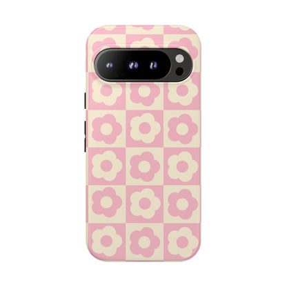 Floral Grid Phone Case Pink