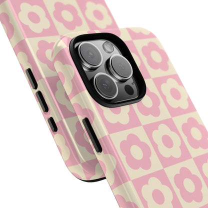 Floral Grid Phone Case Pink