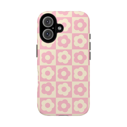 Floral Grid Phone Case Pink