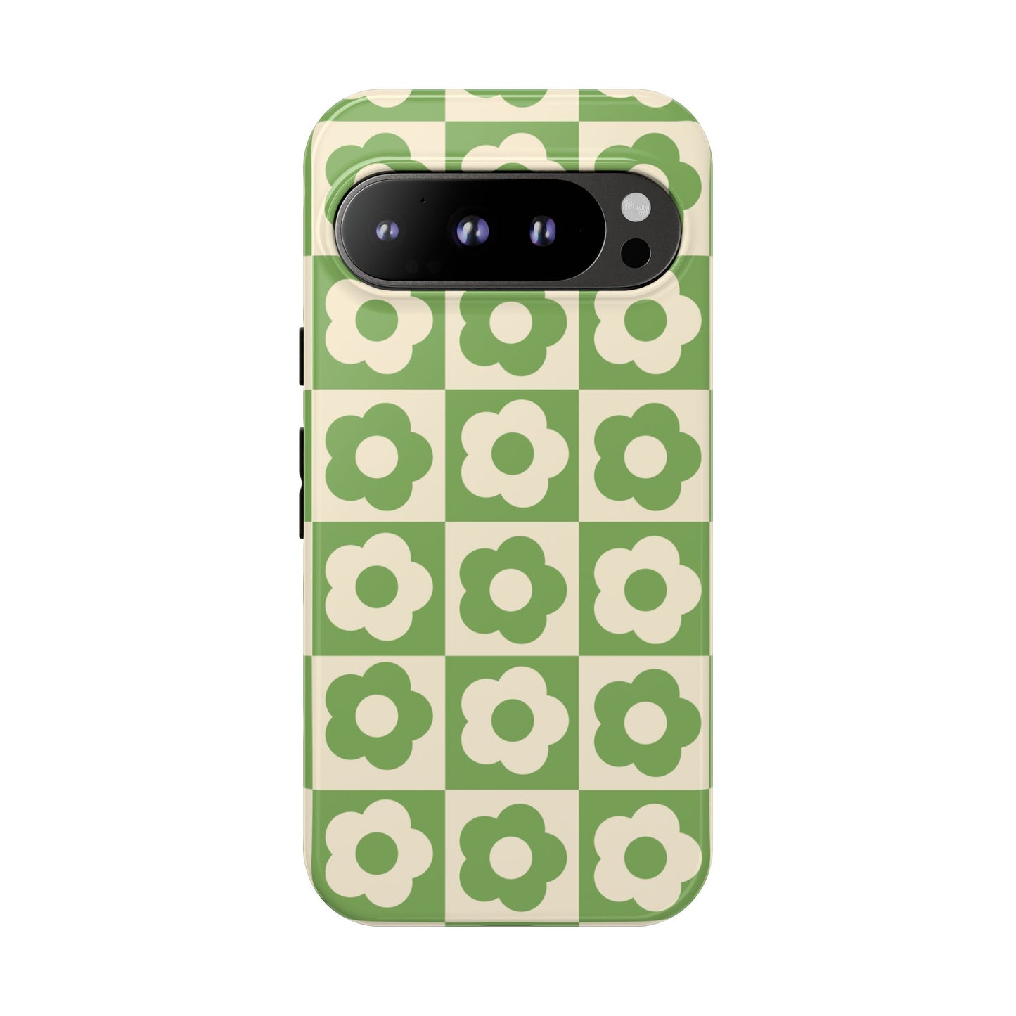 Floral Grid Phone Case Green